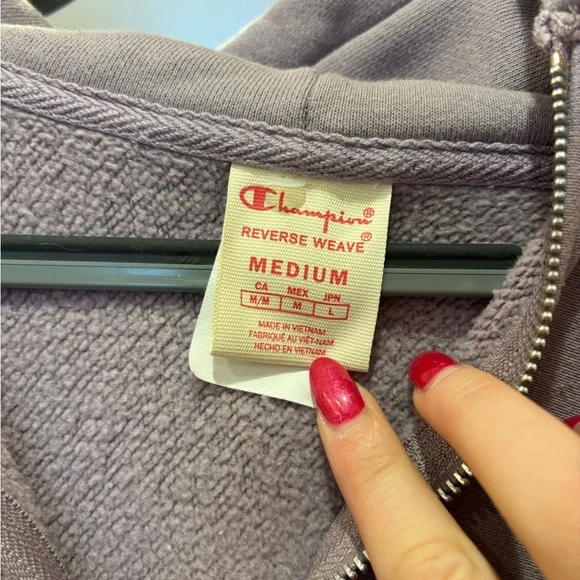 Champion Reverse Weave Full Zip Hoodie - Lavender Mauve - Size Medium - Picture 3 of 4